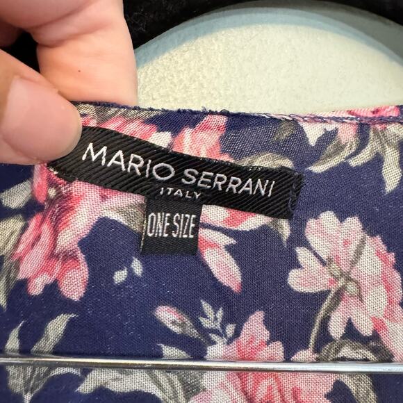 Mario Serrani Italy Cardigan One Size Floral Open Front Kimono Cover Up Blue - Picture 6 of 7